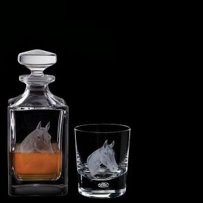 Engraved Horse Decanter & One Engraved Horse Tumbler